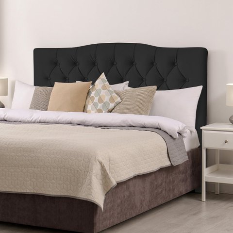 Cabeceira Casal Estofada Capitonê Lari 160cm Veludo Preto - Luxo Estofados