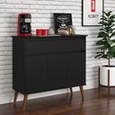 Ver imagem 2 de Aparador Buffet Zeus Preto 3 Portas 1 Gaveta Ej Móveis