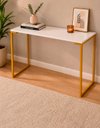 Ver imagem 1 de Mesa Escrivaninha Apoio Multiuso Industrial Compacta 900 mm Cor:Dourado/Branco