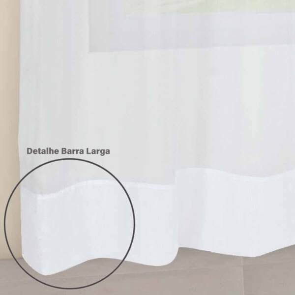 Cortina Voil France Sala Quarto 3m x 2,80m Ilhós Cromado - Branco - 2