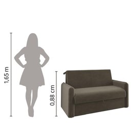 Sofá Cama 3 lugares 1,36m Veludo Capuccino Zaia Matrix - 7