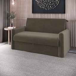 Sofá Cama 3 lugares 1,36m Veludo Capuccino Zaia Matrix - 2
