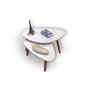 Conjunto Mesa de Centro Orgânica Paris White