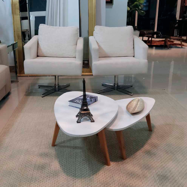 Conjunto Mesa de Centro Orgânica Paris Off White - 3