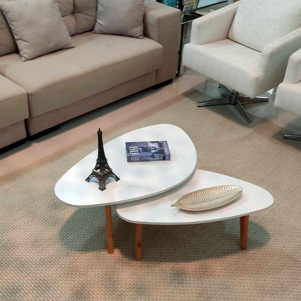 Conjunto Mesa de Centro Orgânica Paris Off White - 2