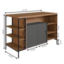 Ver imagem 2 de Mesa Ilha Gourmet 131 Cm 2 Portas P1035 Grafite Mell Pp Milani Store