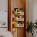 Ver imagem 1 de Kit 3 Prateleiras Porta Livros Amarela 50 X 12cm Suporte Invisivel