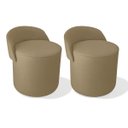 Ver imagem 2 de Kit 2 Puff Encosto Suede Redondo Sala Banco Orgânico Quarto:capuccino