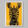 Quadro Animal Zebra Black And Yellow - 45x30cm - Moldura Caixa Branco - 1