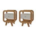 Ver imagem 1 de Conjunto Mesas de Cabeceira Theo 2 Gavetas com Porta Usb e C Cinamomo/off White - Pnr Móveis