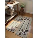 Ver imagem 1 de Jogo de Tapete Cozinha Artesanais Floral Tons Neutros 3 Peças Feito À Mão