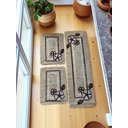 Ver imagem 2 de Jogo de Tapete Cozinha Artesanais Floral Tons Neutros 3 Peças Feito À Mão