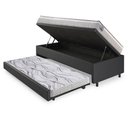 Ver imagem 4 de Bicama Box Baú Solteiro Courino Linho Preto 88x188 com Colchão Hanover Molas Ensacadas Inducol