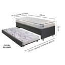 Ver imagem 2 de Bicama Box Baú Solteiro Courino Linho Preto 88x188 com Colchão Hanover Molas Ensacadas Inducol
