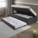 Ver imagem 3 de Bicama Box Baú Solteiro Courino Linho Preto 88x188 com Colchão Hanover Molas Ensacadas Inducol