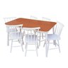 Jogo de Jantar Colonial Brisa Mesa 137x80 Cm + 06 Cadeiras Branca ( Tampo Mel ) Base Branca - 11