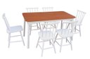 Ver mais imagens de Jogo de Jantar Colonial Brisa Mesa 137x80 Cm + 06 Cadeiras Branca ( Tampo Mel ) Base Branca