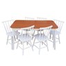 Jogo de Jantar Colonial Brisa Mesa 137x80 Cm + 06 Cadeiras Branca ( Tampo Mel ) Base Branca - 10