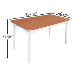 Jogo de Jantar Colonial Brisa Mesa 137x80 Cm + 06 Cadeiras Branca ( Tampo Mel ) Base Branca - 13
