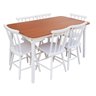 Jogo de Jantar Colonial Brisa Mesa 137x80 Cm + 06 Cadeiras Branca ( Tampo Mel ) Base Branca - 12
