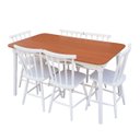 Ver imagem 1 de Jogo de Jantar Colonial Brisa Mesa 137x80 Cm + 06 Cadeiras Branca ( Tampo Mel ) Base Branca
