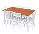 Ver imagem 1 de Jogo de Jantar Colonial Brisa Mesa 137x80 Cm + 06 Cadeiras Branca ( Tampo Mel ) Base Branca