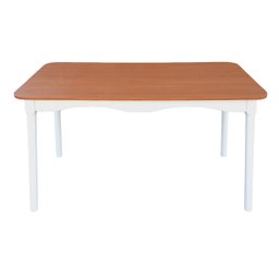 Jogo de Jantar Colonial Brisa Mesa 137x80 Cm + 06 Cadeiras Branca ( Tampo Mel ) Base Branca - 15