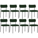 Ver imagem 1 de Kit 08 Cadeiras Estofadas para Sala de Jantar Melina L02 Suede Verde Musgo - Lyam Decor