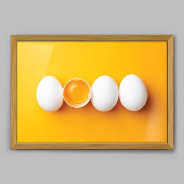 Quadro Cozinha Ovos - 45x30cm - Moldura Caixa Madeira - 1