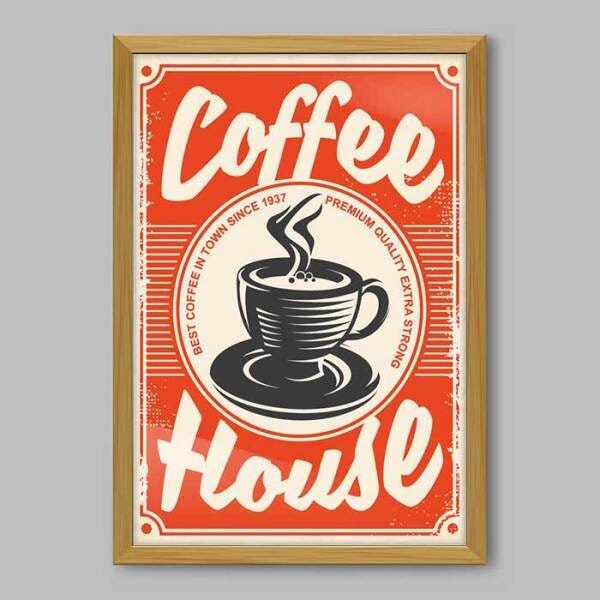 Quadro Cozinha Coffee - 20x30cm - Moldura Caixa Madeira - 1