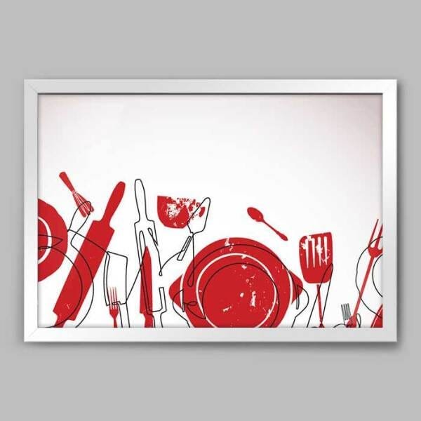 Quadro Cozinha Kit Culinário - 20x30cm - Moldura Caixa Branco - 1