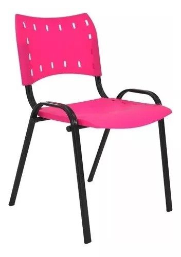 Kit Com 10 Cadeiras Iso Para Escola Escritório Comércio Rosa Base Preta - 2