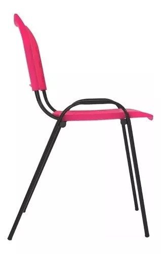 Kit Com 10 Cadeiras Iso Para Escola Escritório Comércio Rosa Base Preta - 3