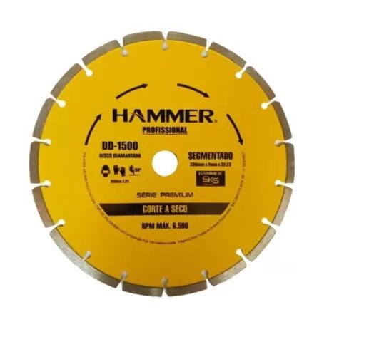 Disco Diamantado seg 9.1/4 230mm Seco 1500 - Hammer Dd-1500
