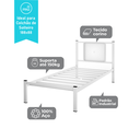 Ver imagem 4 de Cama Solteiro Bruna em Aço Reforçado Estilo Militar Branco com Cabeceira Estofada Branco