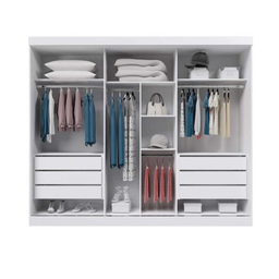 Guarda Roupa Casal  com Espelho 3 Portas 6 Gavetas São Paulo Branco - 4