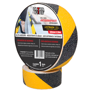 Fita Antiderrapante 50 Mm X 20 Metros - Listrada (amarela e Preta)