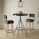 Ver imagem 2 de Mesa Bistrô Alta Detroit e 02 Banquetas Montreuil Assento Quadrado com Encosto -preta - Edecasamóvei