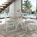 Ver imagem 1 de Conjunto Mesa com 4 Cadeiras 544.Arc e Tampo Quadrado Diamante Branco/Cinza