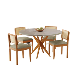Mesa Simpatia 1,08 4 Cadeiras Jade Linho Jcm Cinamomo/off - 2