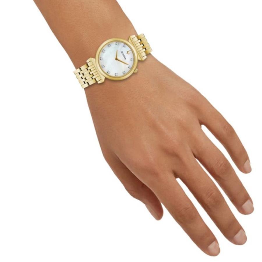 Relógio Bulova Feminino Ref: 97p149 Slim Dourado Diamante - 4