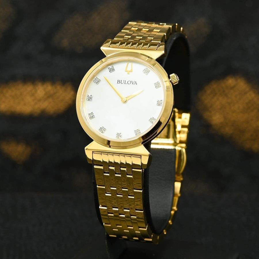 Relógio Bulova Feminino Ref: 97p149 Slim Dourado Diamante - 5