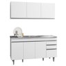 Armário Aéreo E Balcão Gabinete Pia Inox 150cm Branco - 1