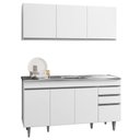 Ver imagem 1 de Armário Aéreo E Balcão Gabinete Pia Inox 150cm Branco