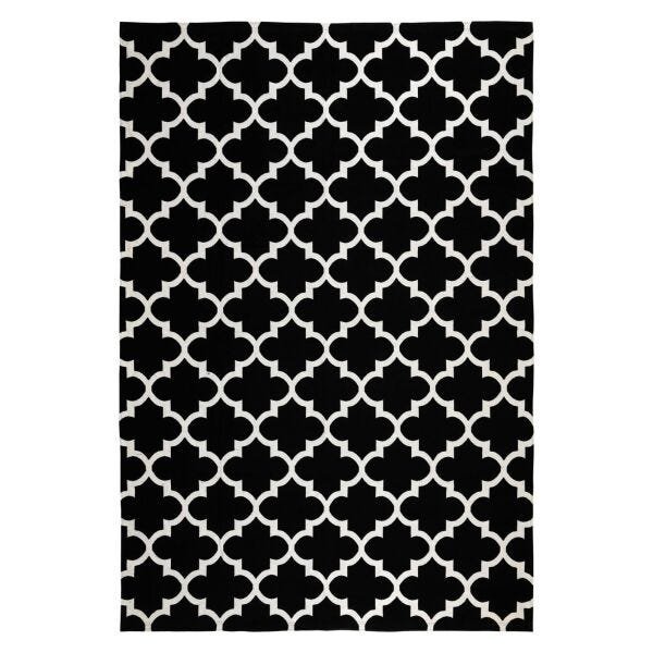 Tapete Sala Quarto Antiderrapante Geometrico 1,32x2,00 Preto/Cru Supreme - 2