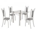 Ver imagem 2 de Conjunto Mesa Quadrada Tampo de Vidro e 4 Cadeiras Paris Plus Móveis Teixeira