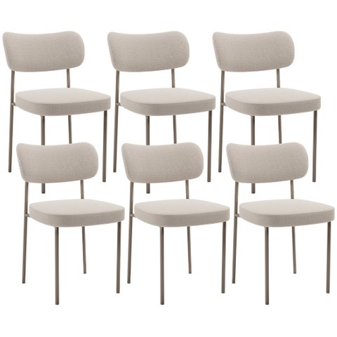 Kit 06 Cadeiras Estofadas para Sala de Jantar Melina Base Arena L02 Bouclê Creme - Lyam Decor