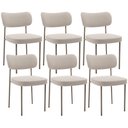 Ver imagem 1 de Kit 06 Cadeiras Estofadas para Sala de Jantar Melina Base Arena L02 Bouclê Creme - Lyam Decor