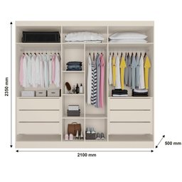 Guarda Roupa Oslo 6 Portas 6 Gavetas com Espelho Mdf - Mademarcs - 4