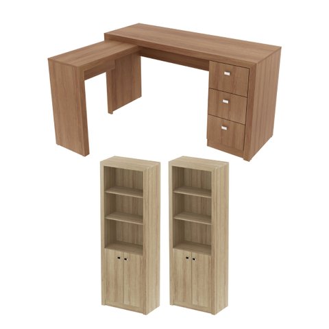 Conjunto para Escritório 3 Peças Amêndoa Tecnomobili